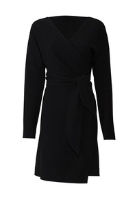 Diane-von-Furstenberg-Black-Women-039-s-Size-6-Crepe-V-Neck-Wrap-Dress-448-012