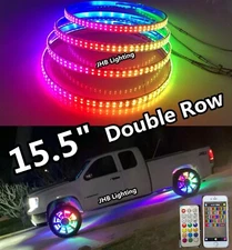 JHB Set (4) 15.5" DOUBLE ROW APP & Remote CHASING Flow LED Trucks Wheel Lights