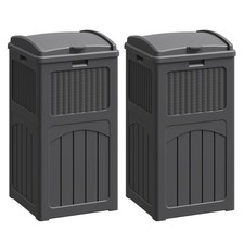 30 Gallon Trash Can, Resin Outdoor Garbage Can with Lid, Waterproof Hideaway