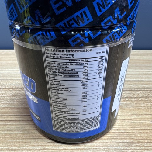 EVL ENGN Shred Pre Workout Energy Drink Mix Blue Raz (Raspberry) 30 Servings - Picture 2 of 3