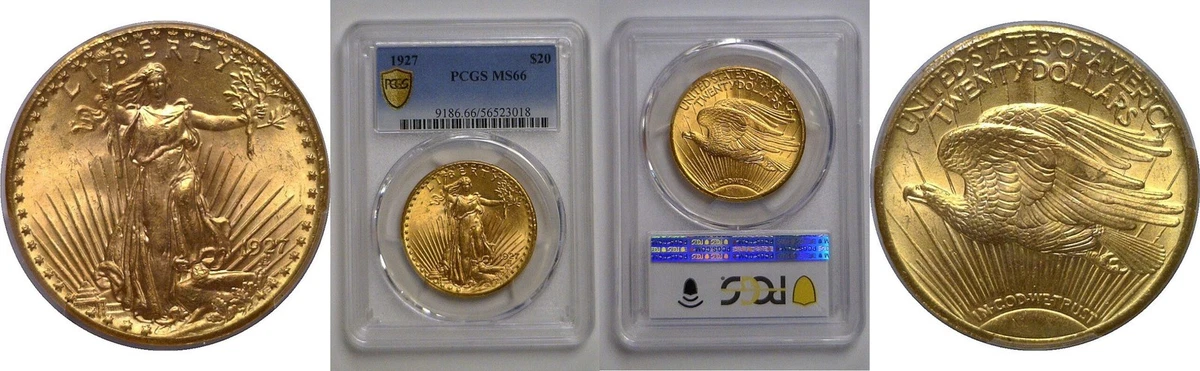 MS 66 Graded 1927 Year Double Eagle $20 US Gold Coins (Pre - 1933 