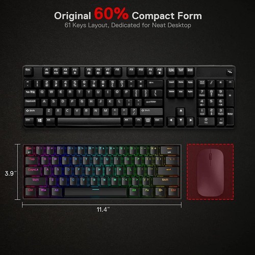 Redragon Wireless Mechanical Gaming Keyboard K530-Pro Draconic 60% 61 Keys TKL - Picture 9 of 10