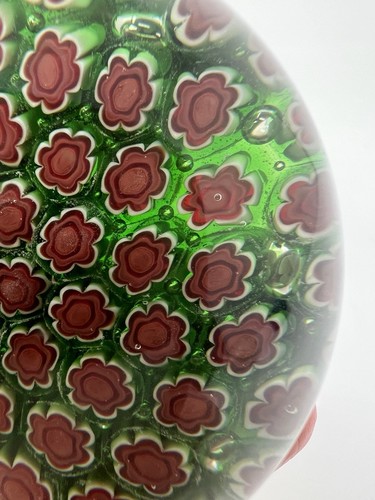 Vintage Murano Italien rot & grün Millefiori Cane Kunstglas ohne Etikett Briefbeschwerer - Bild 4 von 24