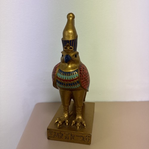 Egyptian Horus Falcon Veronese 1900s Gold Egypt Statue 20cm Resin - Bild 2 von 5