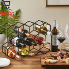 Metal 11 Bottle Wine Rack Honeycomb Design Storage Display Holder Black 