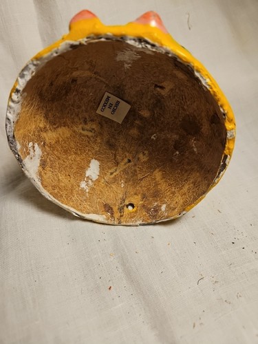 Mask Mexican Folk Art Vintage Angel Coconut Shell Hand Painted Sculpture - Picture 8 of 10