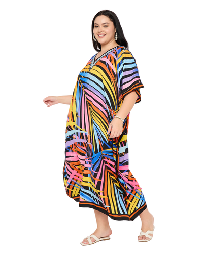 Women's Kaftan Dress Long Maxi Gown Hippie Boho Style Summer Beachwear Plus Size - Picture 130 of 205