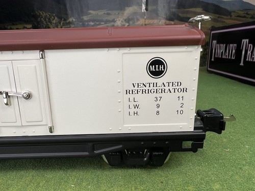 MTH TINPLATE TRADITIONS O GAUGE 2814R REEFER CAR WHITE & BROWN 10-8025 VERY NICE - Picture 3 of 18