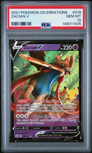 2021 POKEMON CELEBRATIONS #016 ZACIAN V PSA 10