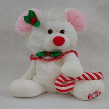 VTG Fisher Price Puffalump Christmas Mouse White Nylon Baby Plush 1987