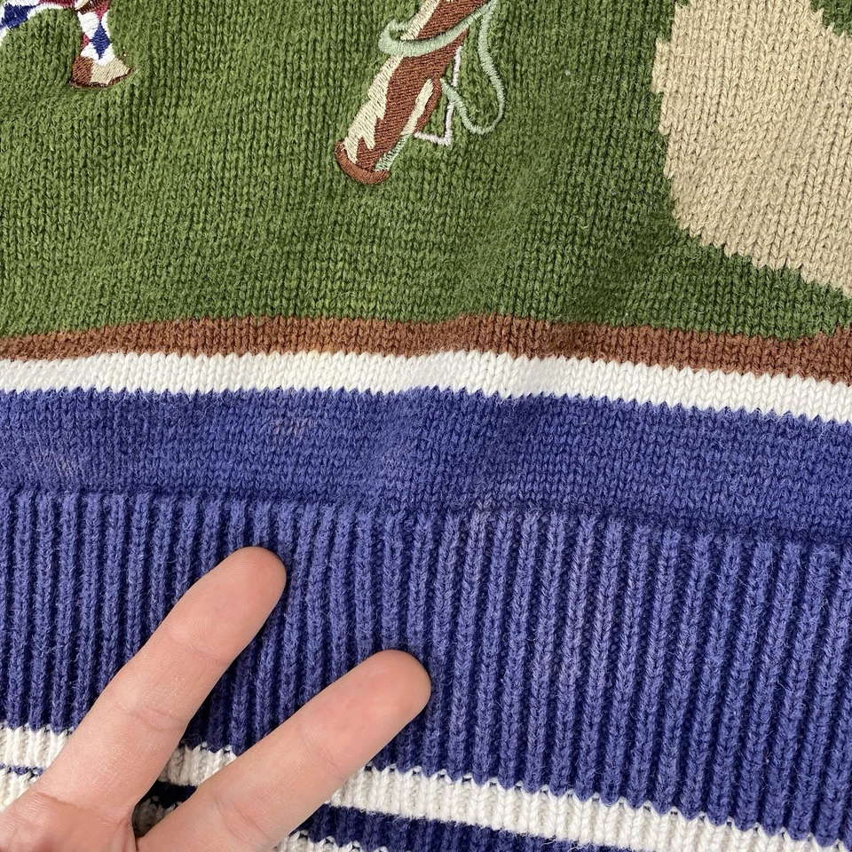 Suéter Vintage Par Cuatro Para Hombre Talla XL Multicolor Cuello en V Años 90 Golf Abuelo *LEER* Foto 3 de 4