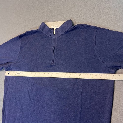 Peter Millar Mens Sz Lg Quarter Zip Pullover Navy Cotton Modal Blend Golf ME0K49 - Picture 3 of 8