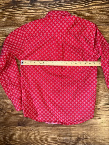 Cinch Shirt Boys M 10 Button Up Western Long Sleeve Red Cowboy - Picture 5 of 6