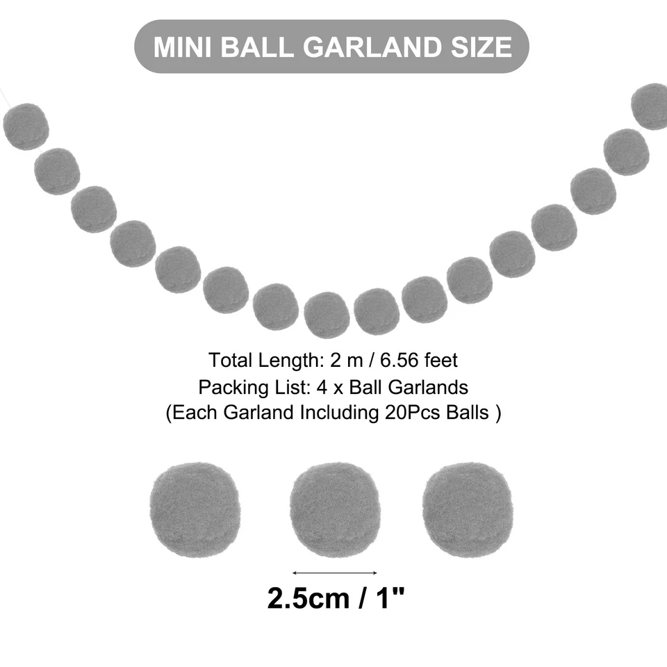 Декоративная гирлянда 6,5 футов шарики для вечеринок серые 4 шт. - Изображение 2 из 4
