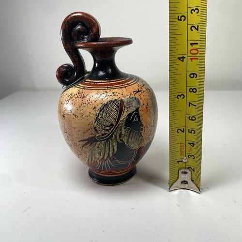 Ancient Greek Miniature Replica Vase Featuring God Poseidon Greek Pottery 5 Inch - Picture 7 of 8