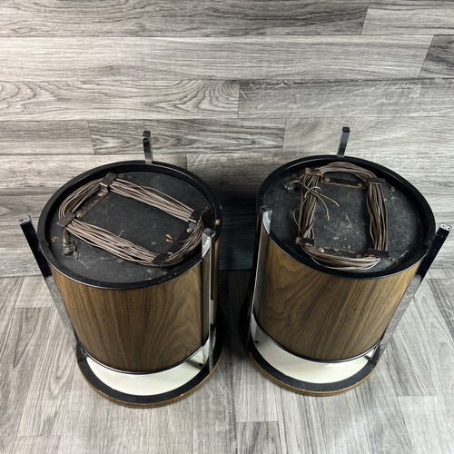 Vintage Pair - Zenith Circle of Sound Speakers - Wood Grain / Round / Retro Omni - Picture 5 of 13