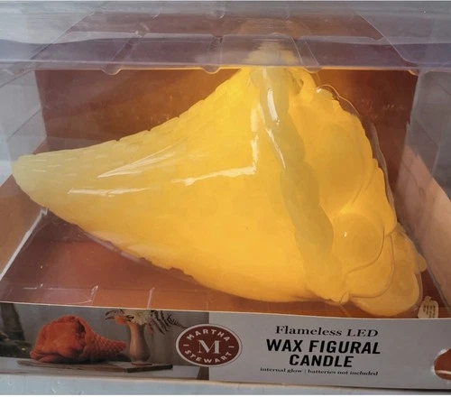 Martha Stewart LED Light Up Wax Sculpted Candle Figural Thanksgiving Cornucopia - product listing photo