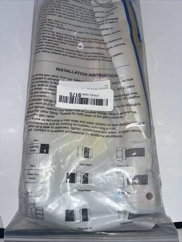 3/4" ID (1" OD) x 24" con 3/4" MIP x 3/4" FIP Scaldabagno Senza Serbatoio Gas Flex Line - Foto 5 di 5