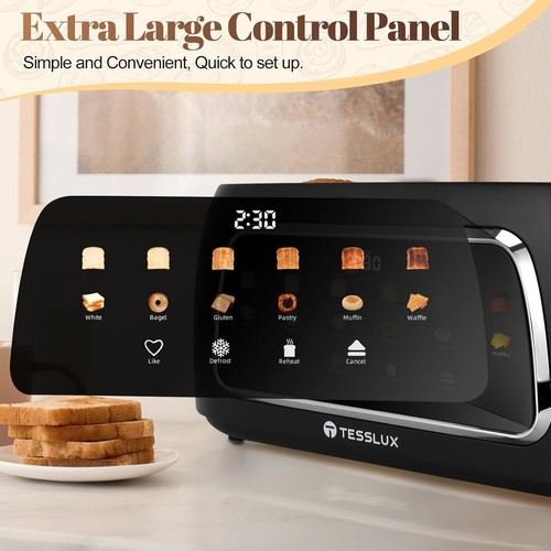 Versatile 4 Slice Toaster with Touch Control & Customizable Settings - Black - Picture 4 of 9