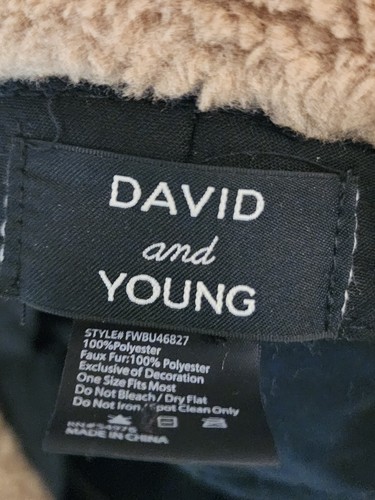 David and Young tan fleece fluffy bucket hat ONE SIZE warm cozy (R) - Picture 2 of 2