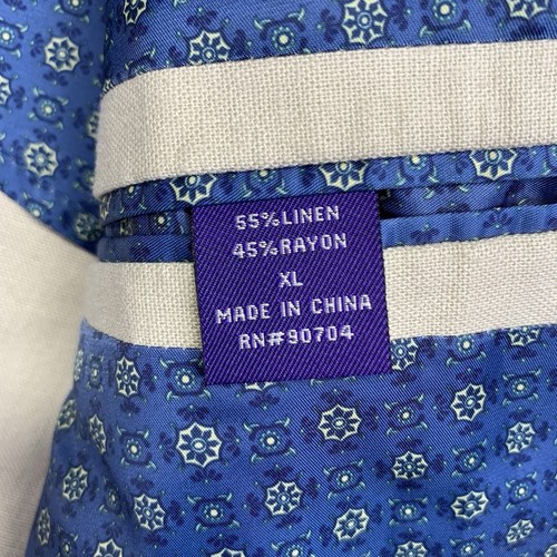 Alan Flusser Blazer Jacket Sport Coat Men’s XL NaturalLinen Blend Summer - Picture 9 of 12