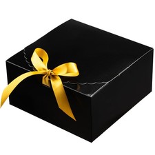 6 Pack 8x8x4 Black Gift Boxes with Ribbons Lids for Presents Bridesmaid