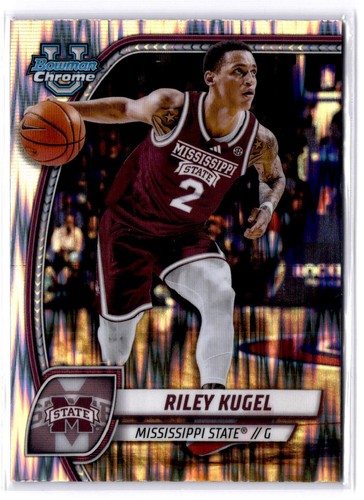 2024-25 Bowman University Chrome #70 Riley Kugel Stealth Refractor - Foto 1 di 2