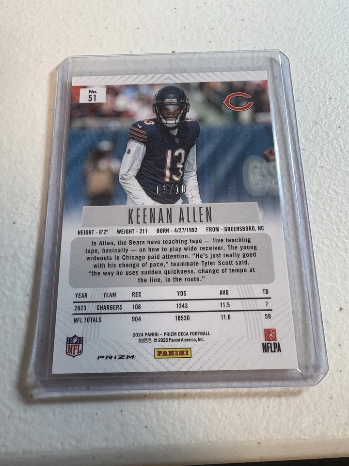 2024 Panini Prizm DECA Keenan Allen TrueGold 3/10 - редкая карта - Изображение 2 из 3