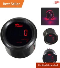 Universal 52mm Digital RPM Tachometer - Red Backlit Gauge for Cars and Motors