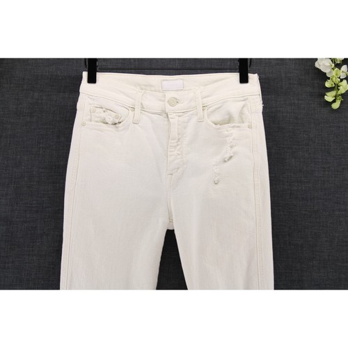 Mother Women's The Vamp Frays Wash Sweat Tea Tuesdays White Distressed Jeans 26 - Picture 3 of 9
