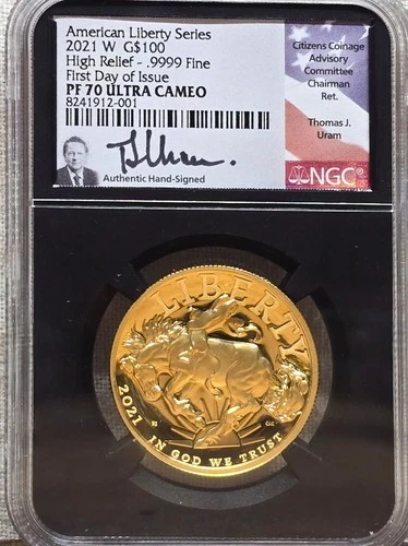 2021-W $100 American Liberty High Relief Gold NGC PF70 UCAM FDOI Uram Signed 1/1