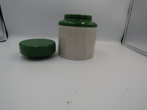 Barattolo barattolo ceramica gres vintage coperchio verde retrò cucina portaoggetti - Foto 2 di 6