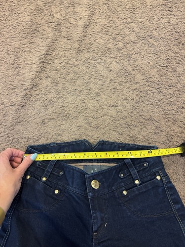 AX Armani Exchange jeans bootcut lavaggio scuro vita bassa bottoni oro misura 0 26 x 30 - Foto 4 di 9