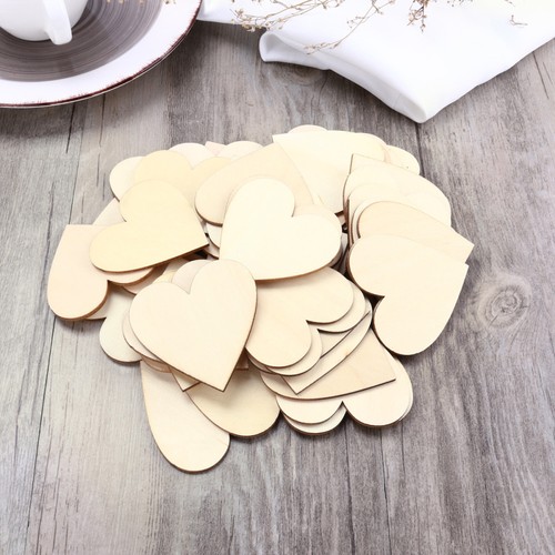 50 Pcs Heart Shape Polished Slices Wood Circles Craft Discs Wooden Jewelry - Imagen 7 de 12