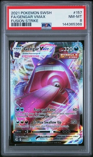 2021 POKEMON SWORD & SHIELD FUSION STRIKE #157 FULL ART/GENGAR VMAX PSA 8