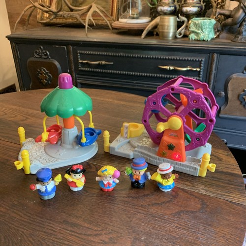 Fisher Price Carnival Spin Airplane Rocket & Ferris Wheel & 5 Little People 2003