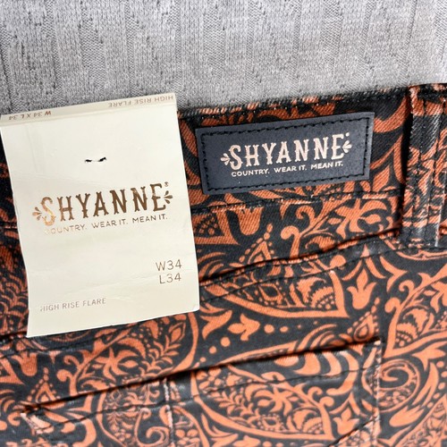Shyanne High Rise Flare Bell Bottom Paisley Pants Women 34x34 new with tag - Picture 2 of 15