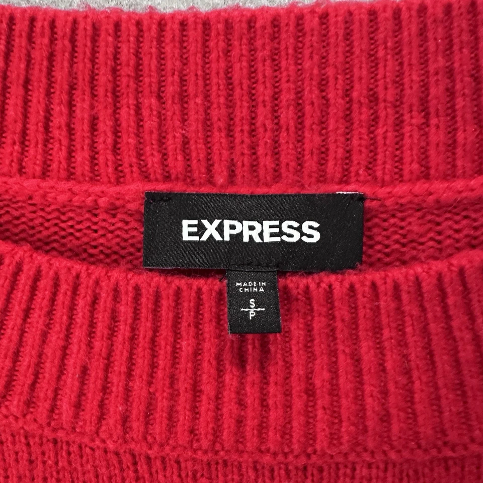 Suéter Vintage Express Difuso Talla Pequeña Rojo Blanco Mezcla de Lana Universitaria Y2K Foto 2 de 4