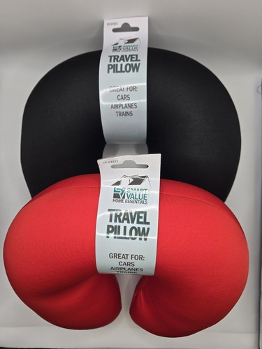 2x Travel Neck Pillow - Black and Red - Light Weight - Perfect For On The Go!!!! - Picture 2 of 4