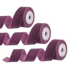3Pcs 0.98" x 2.18 Yard Ribbon Single Faced Velvet Spool for DIY Reddish Purple