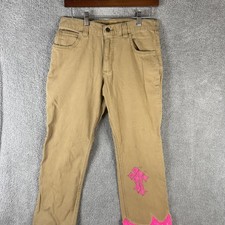 Carhartt Carpenter Pants Mens 30x28 Brown Relaxed Fit Canvas Glitter Cross