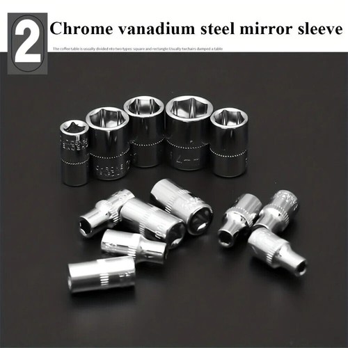 46-tlg 1/4" Steckschlüssel Satz Set Nusssätze Knarrenkasten Ratschenkasten Nüsse - Bild 15 von 19