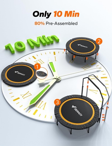48" Rebounder Mini Trampoline Adult,Fitness Trampolines Max Load 100KG with Adj - Picture 6 of 8