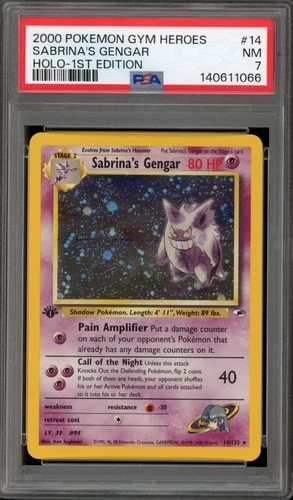Pokemon Sabrina's Gengar Gym Heroes 1st Edition Holo Rare #14 PSA 7