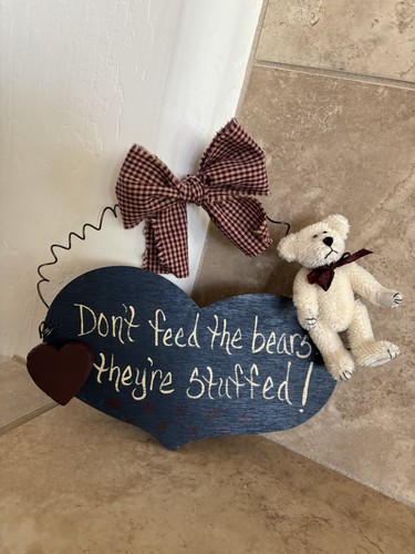 Boyds Bears HANDGEFERTIGTES HOLZSCHILD - "Don't Feed The Bears...They're Stuffed!" - Bild 12 von 14