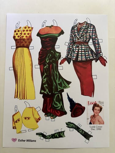 1950 Esther Williams Paper Dolls Book - 2007 Reproduktion lose ungeschnittene Seiten - Bild 9 von 10