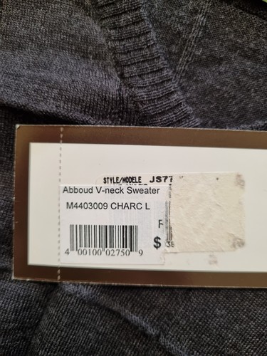 Jersey Joseph Abboud Talla Grande Lana Merino Tejido Fino Nuevo Gris Carbón - Imagen 6 de 9