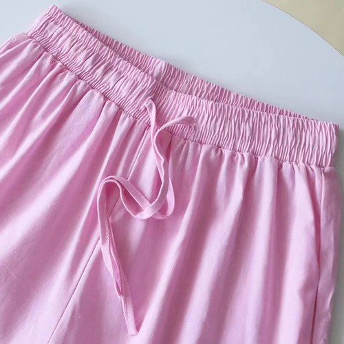 Vintage Women's Comfortable 2PCS Suit Solid Color Shirt and Wide Leg Pants - Picture 5 of 18