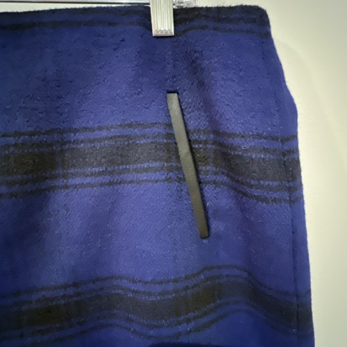 Talbots Royal Blue Black Plaid Skirt Leather Trim Pockets Wool Blend Sz 16 Lined - Bild 5 von 17