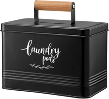 Laundry Pods Container, Farmhouse Laundry Pods Holder with Lid for Laundry Room 